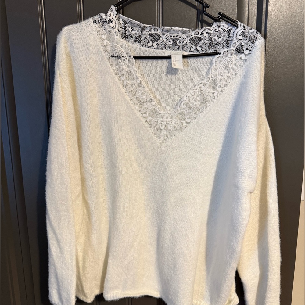 H&M lace neck sweater